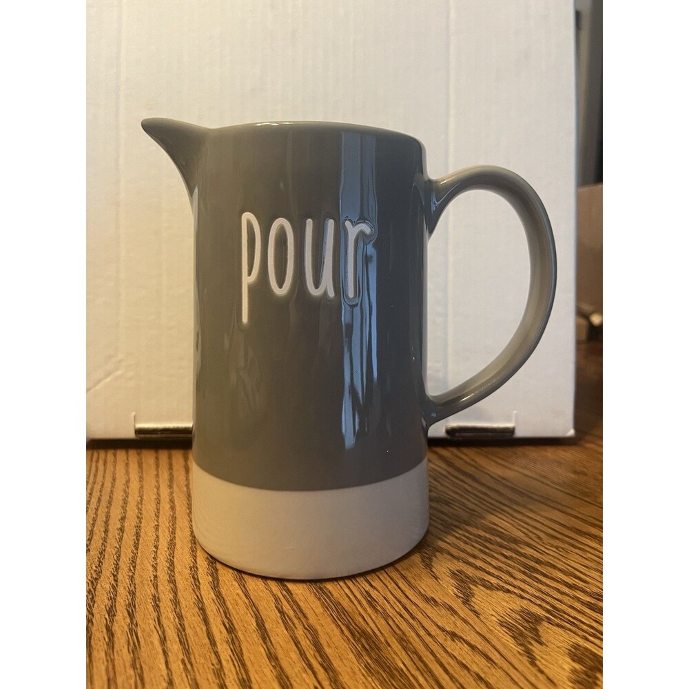 This Pitcher That Says POUR is Great For OJ or Pancake Batter